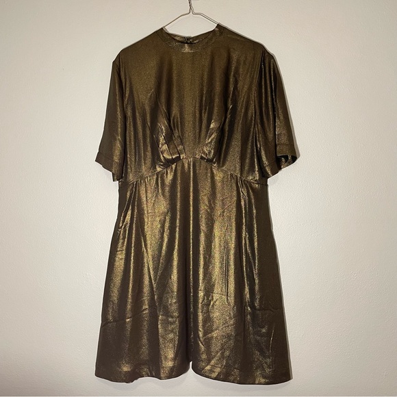 Modcloth Emily and Fin Shake and Shimmer Gold A-Line Dress - Picture 4 of 10